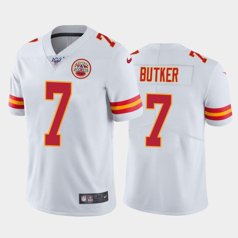 Men Kansas City Chiefs #7 Harrison Butker Nike 100th White Limited NFL Jersey